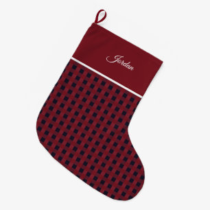 Grande Chaussette De Noël Elégant Simple Style Red Navy En vichy Nom