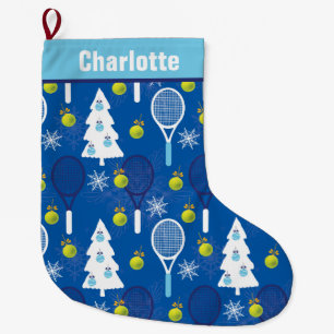Grande Chaussette De Noël Élégant tennis de Noël bleu et blanc 