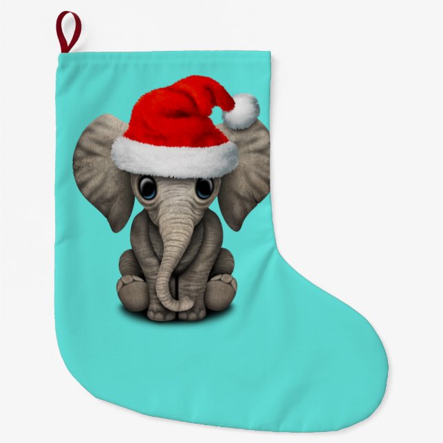 Grande Chaussette De Noël Éléphant de bébé utilisant un casquette de Père (Devant)