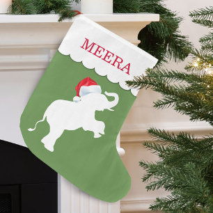 Grande Chaussette De Noël Éléphant de Noël Personnalisé
