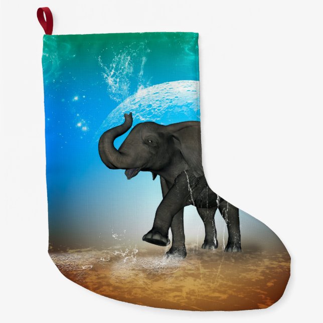 Grande Chaussette De Noël Éléphant mignon de bébé (Devant)