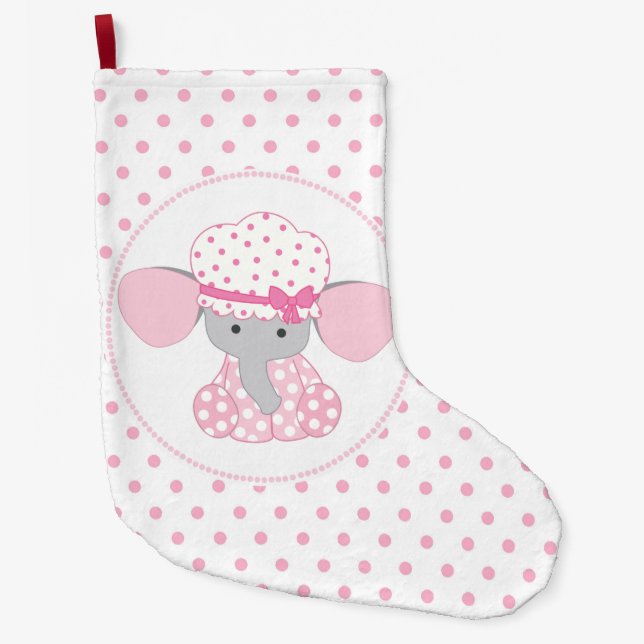 Grande Chaussette De Noël Éléphant rose de beau bébé (Devant)