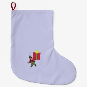 Grande Chaussette De Noël Elf avec boîte rouge semis de Noël grand