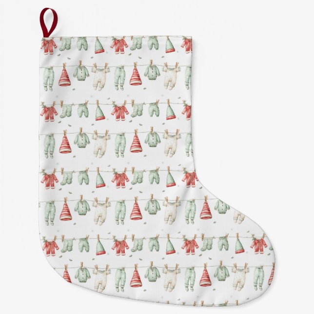 Grande Chaussette De Noël Elf Laundry Pattern  (Devant)