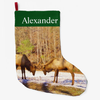 Grande Chaussette De Noël Elk dans la neige Grande réserve de Noël