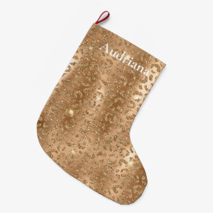 Grande Chaussette De Noël Empreinte de léopard Gold Glam Parties scintillant