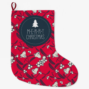 Grande Chaussette De Noël Ensemble de vœux joyeux de clochettes de Noël