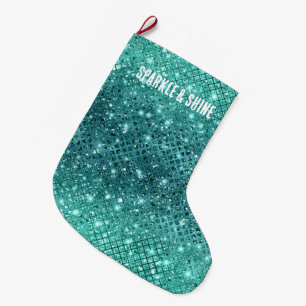 Grande Chaussette De Noël Éperche verte Turquoise Aqua