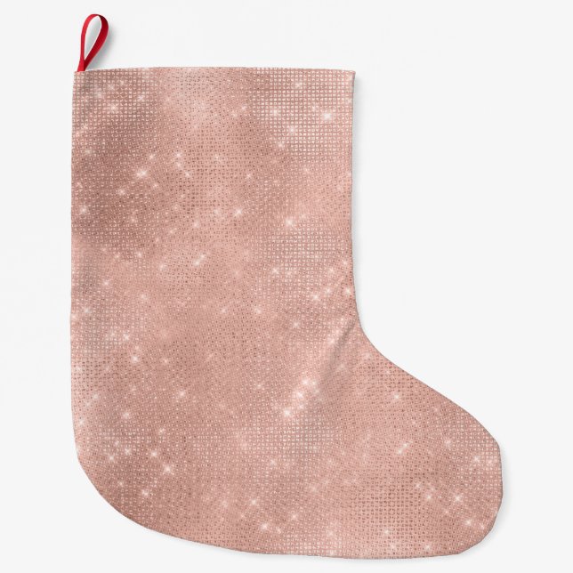 Grande Chaussette De Noël Étincelle rose pâle (Devant)