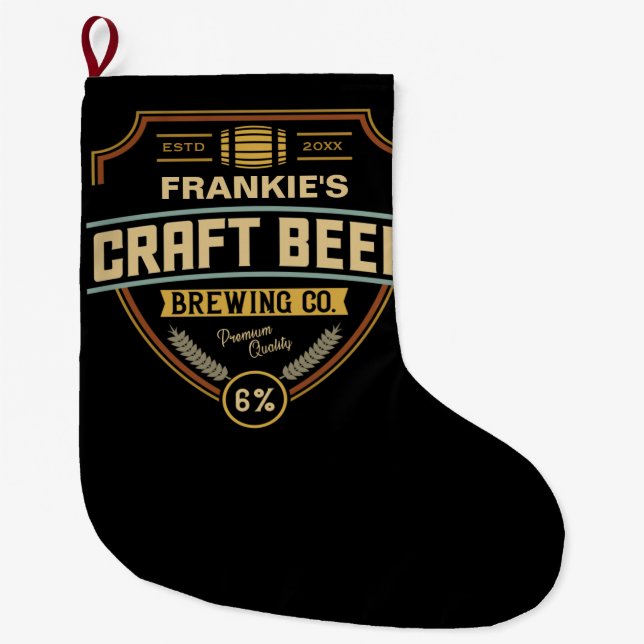 Grande Chaussette De Noël Étiquette de bière artisanal personnalisé brasseri (Devant)