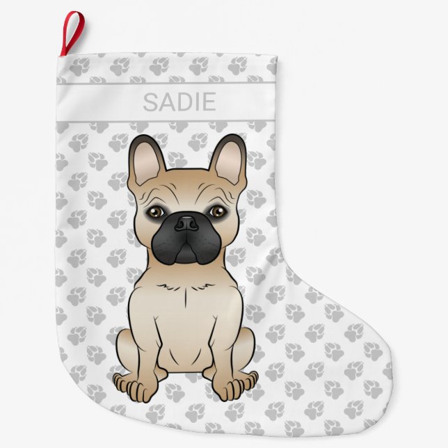 Grande Chaussette De Noël Faite Avec Masque Noir Chien-Chien-Chien Français  (Devant)