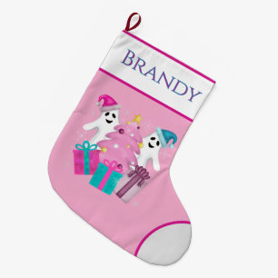 Grande Chaussette De Noël Fantômes au chapeau de Père Noël arbre de Noël épo