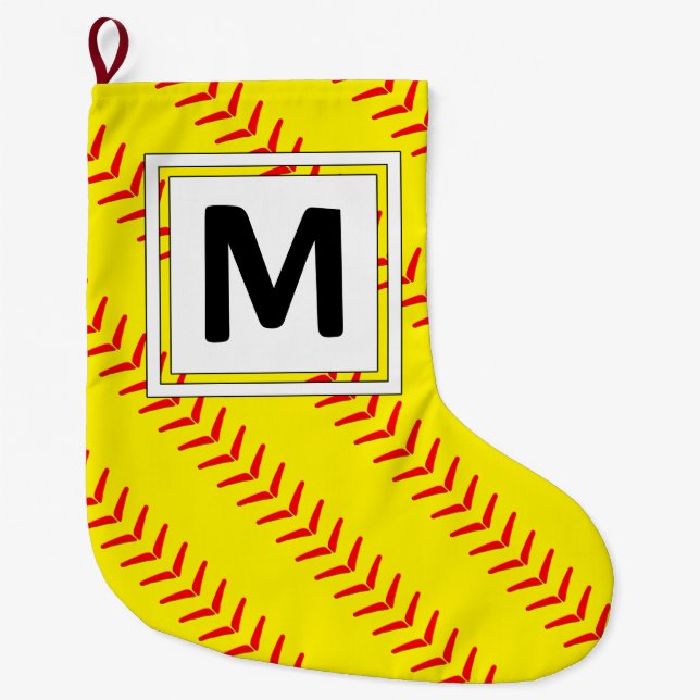 Grande Chaussette De Noël Fastpitch Softball Sucre de canne Noël Stocking (Devant)