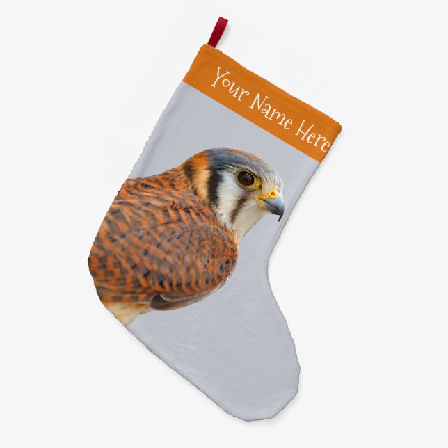 Grande Chaussette De Noël Faucon étonnant de Kestrel Sparrowhawk américain (Devant (Accrochage))