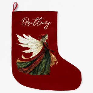 Grande Chaussette De Noël Fée de Noël élégante rouge