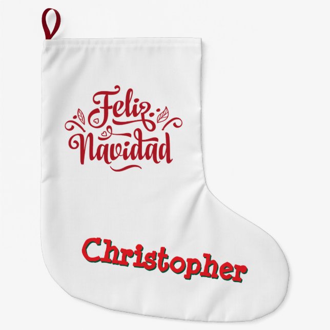 Grande Chaussette De Noël Feliz Navidad Christmas Stocking (Devant)