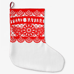 Grande Chaussette De Noël Feliz Navidad Papel Picado