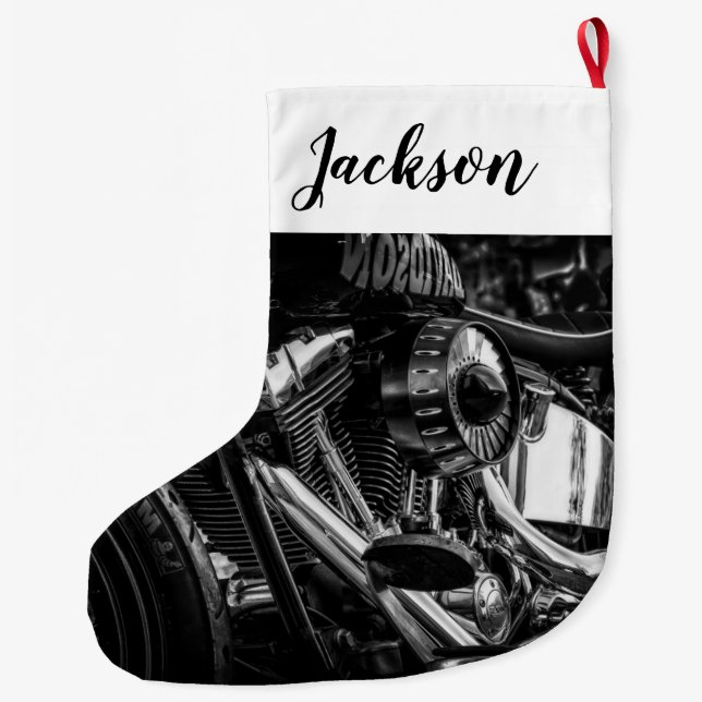 Grande Chaussette De Noël Fermer le moteur de moto (Dos)