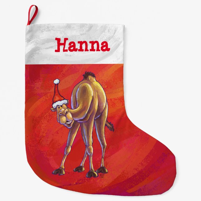 Grande Chaussette De Noël Festif Chameau personnalisé Noël (Devant)