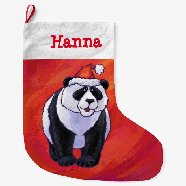 Grande Chaussette De Noël Festif Panda personnalisée Noël (Devant)