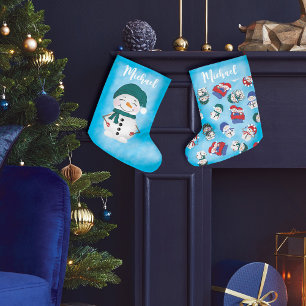 Grande Chaussette De Noël Festif Snowmen Noël