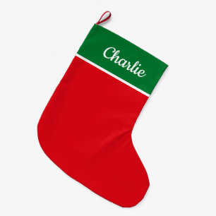 Grande Chaussette De Noël Festive Rouge & Vert Personnalisé