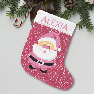 Grande Chaussette De Noël Fête de Noël mignonne rose du Père Noël magenta