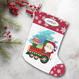 Grande Chaussette De Noël Feu de neige frontière Santa Claus Locomotive