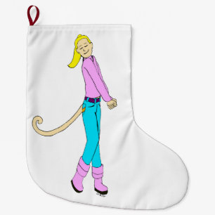 Grande Chaussette De Noël fille avec une queue