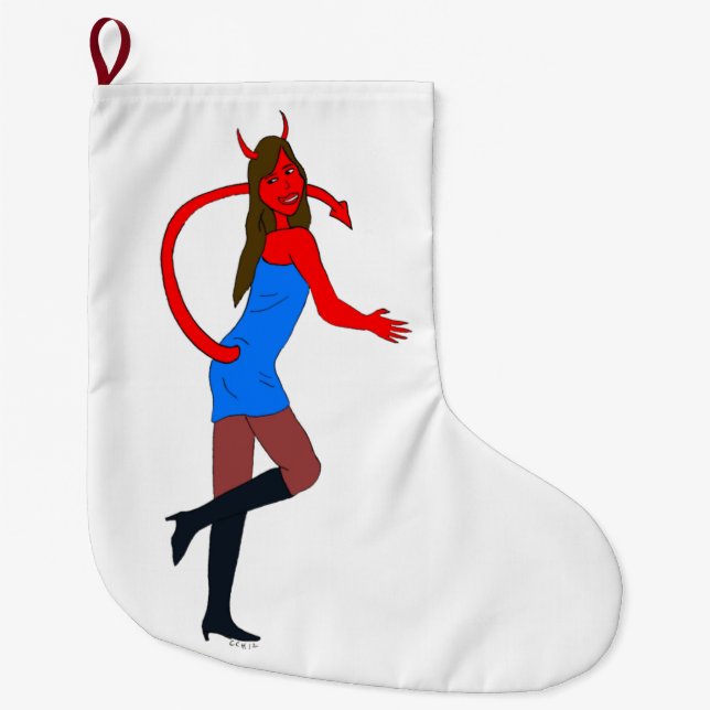 Grande Chaussette De Noël fille diable (Devant)