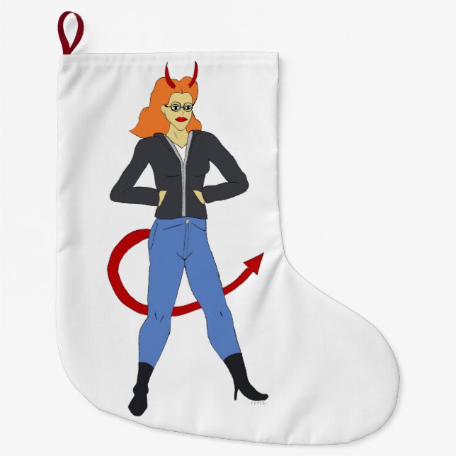 Grande Chaussette De Noël fille diable (Devant)