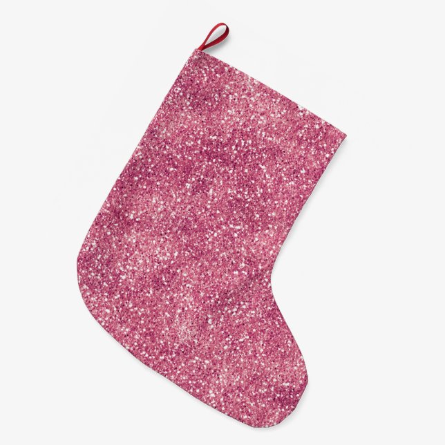Grande Chaussette De Noël Fille Parties scintillant rose étincelle Glitz (Devant (Accrochage))