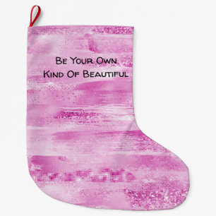 Grande Chaussette De Noël Fille rose rayures