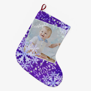 Grande Chaussette De Noël Flacons de neige violet