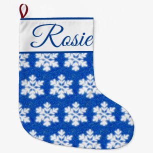 Grande Chaussette De Noël Flammes de neige bleu froid du Pôle Nord neige m