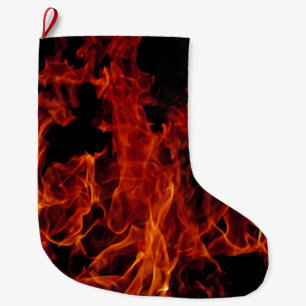 Grande Chaussette De Noël Flammes et prise d'incendie