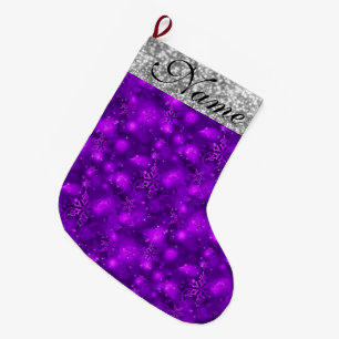 Grande Chaussette De Noël Flèches de neige mousseuses, Parties scintillant 
