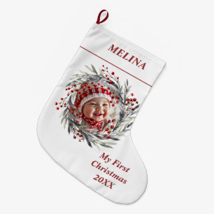 Grande Chaussette De Noël Fleur de courge baies de Baby's First Christmas ph