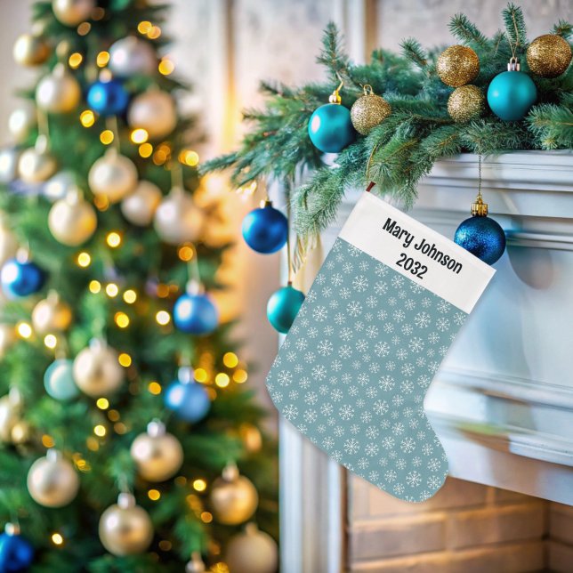 Grande Chaussette De Noël Flocon de Noël bleu Snowflake Stocker (Blue Snowflake Stocking )