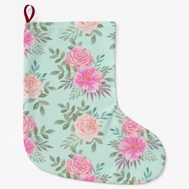 Grande Chaussette De Noël Floral (Devant)
