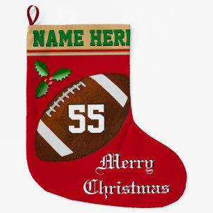 Grande Chaussette De Noël Football Christmas Stocker Nom, numéro, monogramme