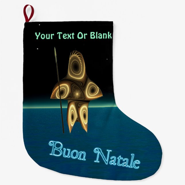 Grande Chaussette De Noël Fractal Inuit Hunter (Devant)