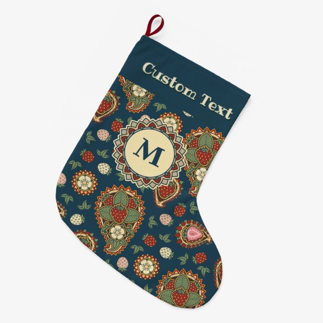 Grande Chaussette De Noël Fraise Paisley Motif Noël Stocking (Devant (Accrochage))