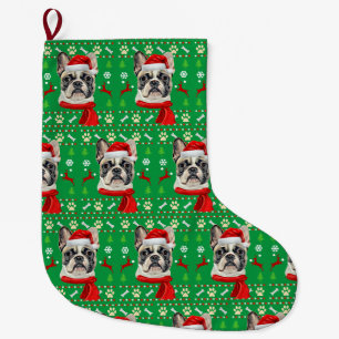 Grande Chaussette De Noël French Buldog Mauvais Noël