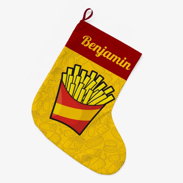 Grande Chaussette De Noël Fries françaises (Devant (Accrochage))