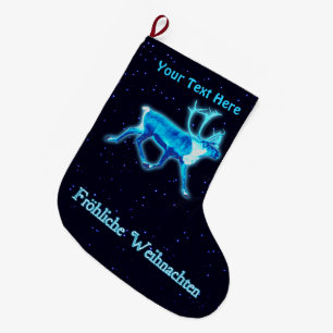 Grande Chaussette De Noël Froehliche Weihnachten - Caribou bleu (rennes)