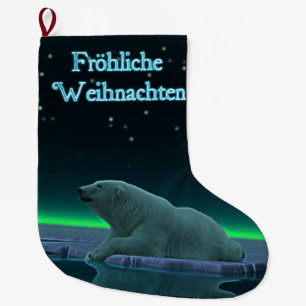 Grande Chaussette De Noël Frohliche Weihnachten - Ours polaire de bord de gl