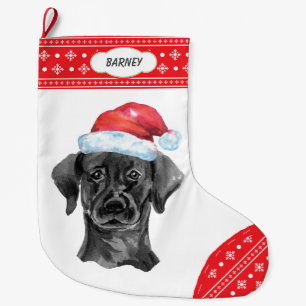 Grande Chaussette De Noël Frontière du flacon de neige du laboratoire noir