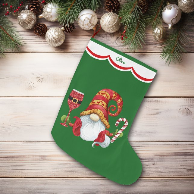 Grande Chaussette De Noël Funny Santa Hat Gnome (Créateur téléchargé)