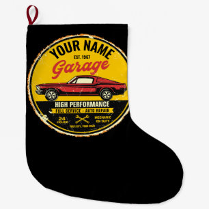 Grande Chaussette De Noël Garage de voiture classique rouge rapide 1967 pers